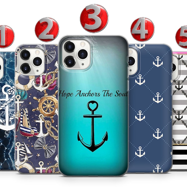 Nautical Anchor Phone Case For Iphone 14 13 12 11 X XS SE Samsung S23 S22 S21 S20 S10, Huawei Xiaomi GooglePixel Honor Sony Oppo OnePlus