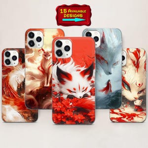 May include: A collection of phone cases featuring vibrant illustrations of foxes in various artistic styles. The cases showcase a range of colors, including red, white, and orange, with detailed artwork of the foxes. The cases are designed for a smartphone.