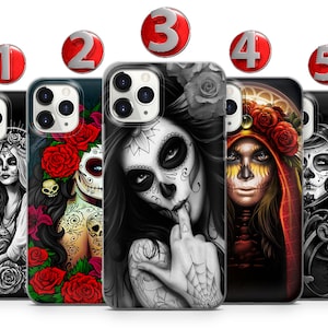 Custodia per telefono Muertos Sugar Skull Calavera per iPhone 16 15 14 13 12 11 X XS Samsung S25 S24 S23 S22 S21 S20 S10 GooglePixel 9 Pro XL 8 7 6