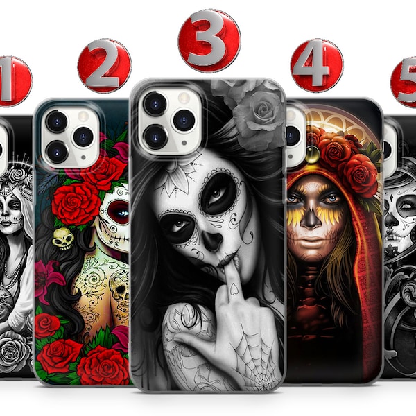 Muertos Sugar Skull Calavera Phone Case For iPhone 15 14 13 12 11 X XS SE Samsung S24 S23 S22 S21 S20 S10 Huawei Honor Xiaomi GooglePixel