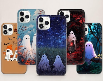 Pumpkin Ghost Phone Case Spooky Halloween Aesthetic For iPhone 17 ProMax 16 E 15 Pro 14 13 Mini 12 11 X Pixel 10ProXL 9 Pro 8A Cover Cases