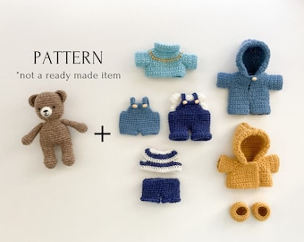 Häkelanleitung Bär mit Kleiderset, VIDEO, Amigurumi Crochet Paddington, Häkeltier, Overall, Anleitung als PDF, einfach zum Nachvollziehen