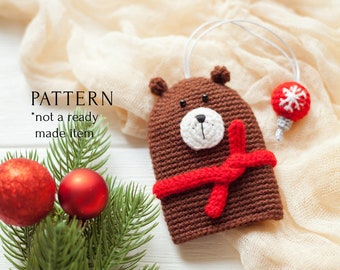 Christmas Bear Key Cover Crochet Pattern PDF, Cozy Key Holder Winter Bear, Key Chain English Tutorial, Case DIY, New Year Last Minute Gift