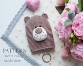 Key Cover Crochet Pattern PDF Valentine's Day Bear with Heart, XoXo Cozy Key Holder, Key Chain Case DIY, Be My Valentine Last Minute Gift