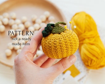 Pumpkin Pincushion Crochet Pattern, Easy Quiсk Farmhouse Home Decor DIY, Housewarming Gift Idea, Printable English Instant Download PDF