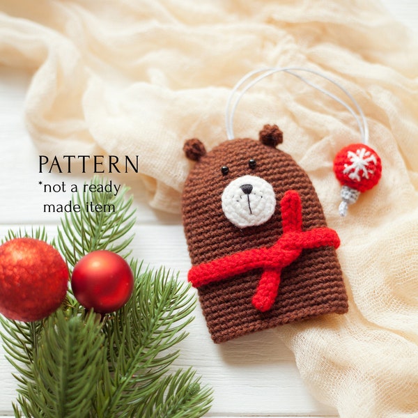 Christmas Bear Key Cover Crochet Pattern PDF, Cozy Key Holder Winter Bear, Key Chain English Tutorial, Case DIY, New Year Last Minute Gift