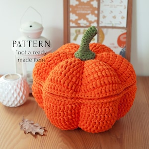 Grande schema all'uncinetto per cestino di zucca, filato per maglietta, decorazione autunnale per la casa fai da te, ciotola di Halloween "dolcetto o scherzetto", ornamento del Ringraziamento