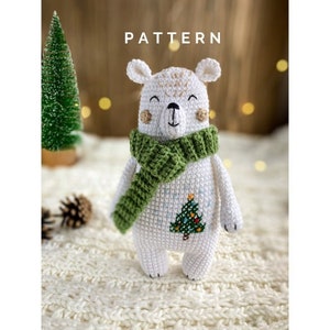 Amigurumi Christmas polar bear pattern, teddy bear crochet pattern, crochet tutorial, PDF pattern, DIY bear pattern