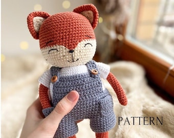 Räv amigurumi-mönster, lätt att följa virkat rävmönster, många steg-för-steg-bilder av virkning, PDF-virkinstruktioner, digital nedladdning