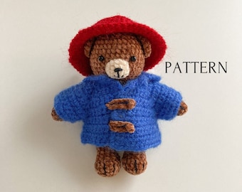 Mini Paddington bear crochet toy pattern, amigurumi crochet Paddington, crochet tutorial in PDF, easy to follow