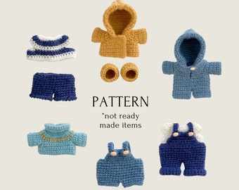Virkmönster för alla höstkläder för små leksaker från MiniCrochetZoo, amigurumi-mönster i PDF plus video, lättförståeligt mönster