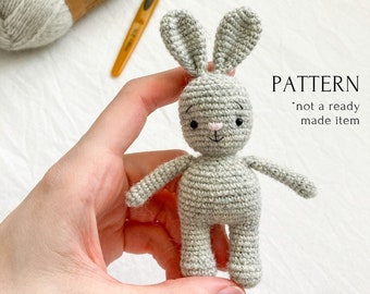 virkmönster för litet kanin, amigurumi-kaninmönster, virkhandledning, leksaker till dockor, söt kanin
