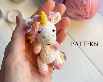 Unicorn crochet toy pattern, amigurumi mini unicorn pattern, crochet tutorial, toys for dolls, tiny unicorn