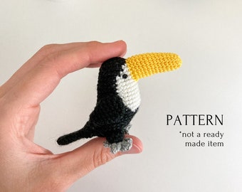 Amigurumi toucan bird crochet pattern, mini toucan pattern, crochet tutorial, toys for dolls, jungle animals