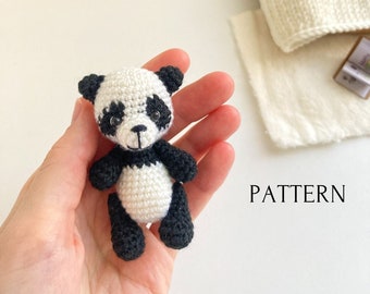 Panda bear crochet toy pattern, amigurumi mini panda pattern, crochet tutorial, toys for dolls, digital item