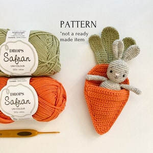 little rabbit in carrot sleeping bag crochet pattern, Easter gift idea, crochet rabbit, amigurumi bunny pattern, crochet tutorial