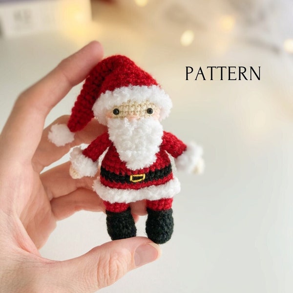 Mini Santa amigurumi pattern, crochet Christmas pattern, crochet tutorial for Santa, mini toys for dolls, English PDF