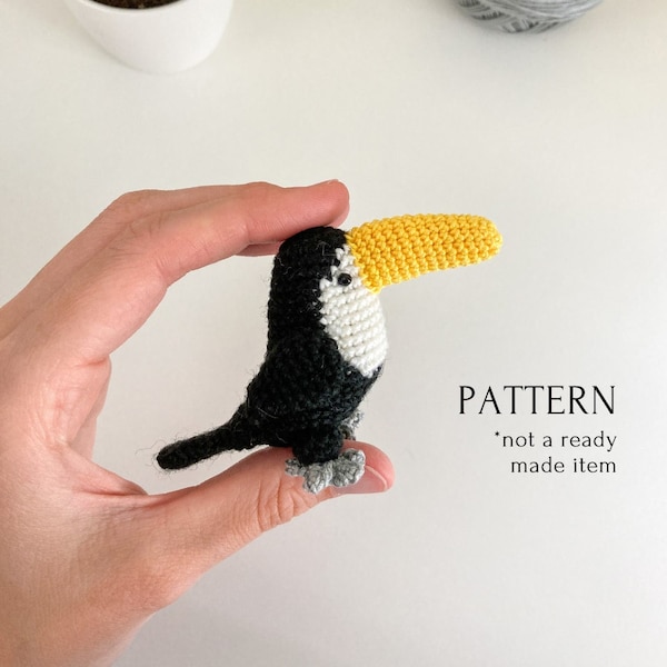 Amigurumi toucan bird crochet pattern, mini toucan pattern, crochet tutorial, toys for dolls, jungle animals
