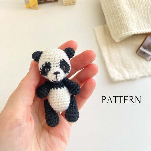 Panda bear crochet toy pattern, amigurumi mini panda pattern, crochet tutorial, toys for dolls, digital item