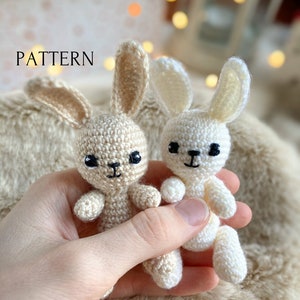 Bunny crochet toy pattern, amigurumi mini bunny rabbit pattern, crochet tutorial, toys for dolls, tiny bunny toy