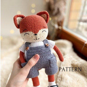 Fox amigurumi pattern, easy to follow crochet fox pattern, many step by step pictures of crocheting, PDF crochet tutorial, digital download