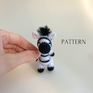 Zebra mini crochet toy pattern, mini amigurumi zebra pattern, crochet tutorial, toys for dolls, tiny zebra