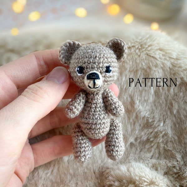 Tiny teddy bear crochet toy pattern, amigurumi mini bear pattern, crochet tutorial, toys for dolls, cute bear toy