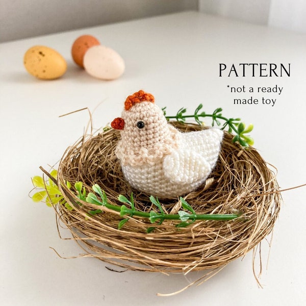 Easter chicken amigurumi pattern for beginner, crochet pattern for chicken, easy to follow amigurumi tutorial, toys for dolls, English