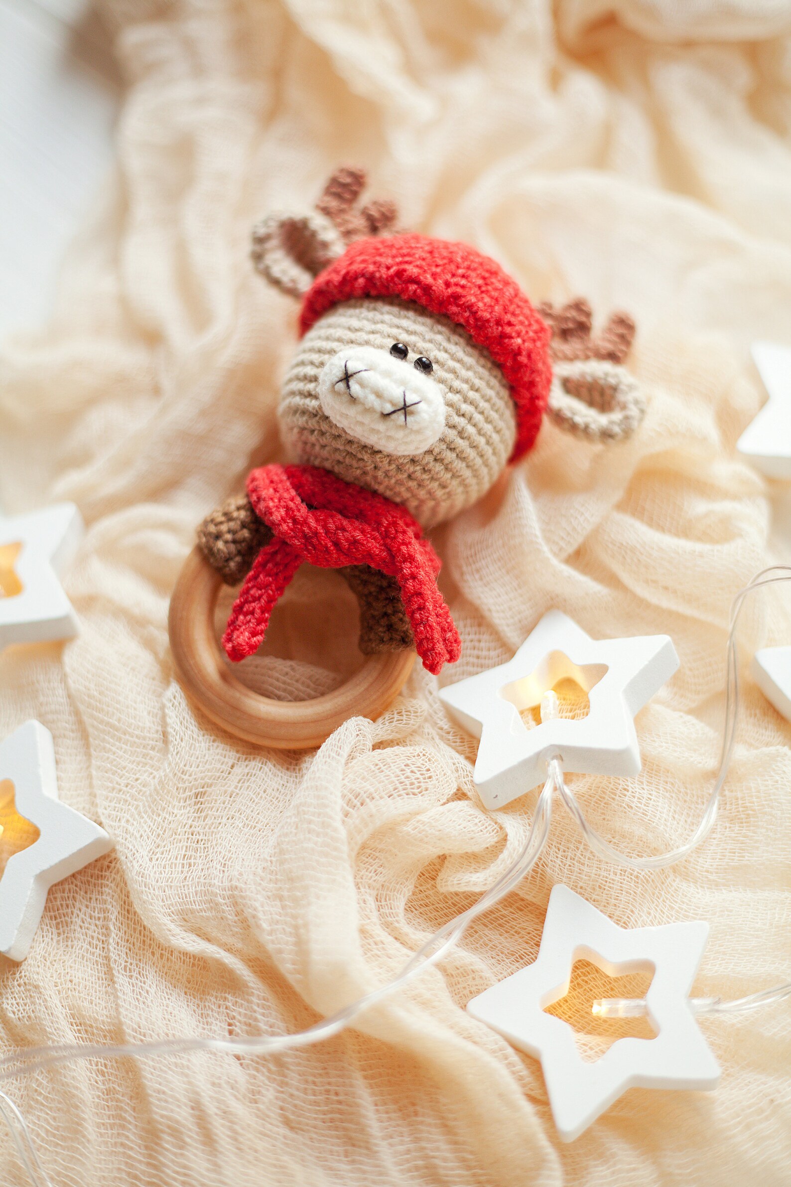 Moose Rattle Toy Crochet Pattern, Winter Christmas Gift for Baby DIY ...