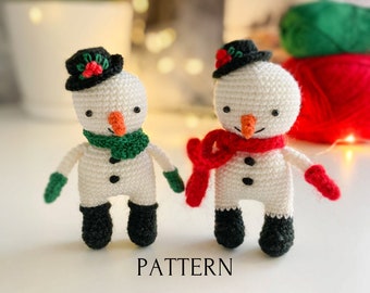 Mini snowman Christmas crochet pattern, amigurumi snowman pattern, crochet tutorial, toys for dolls