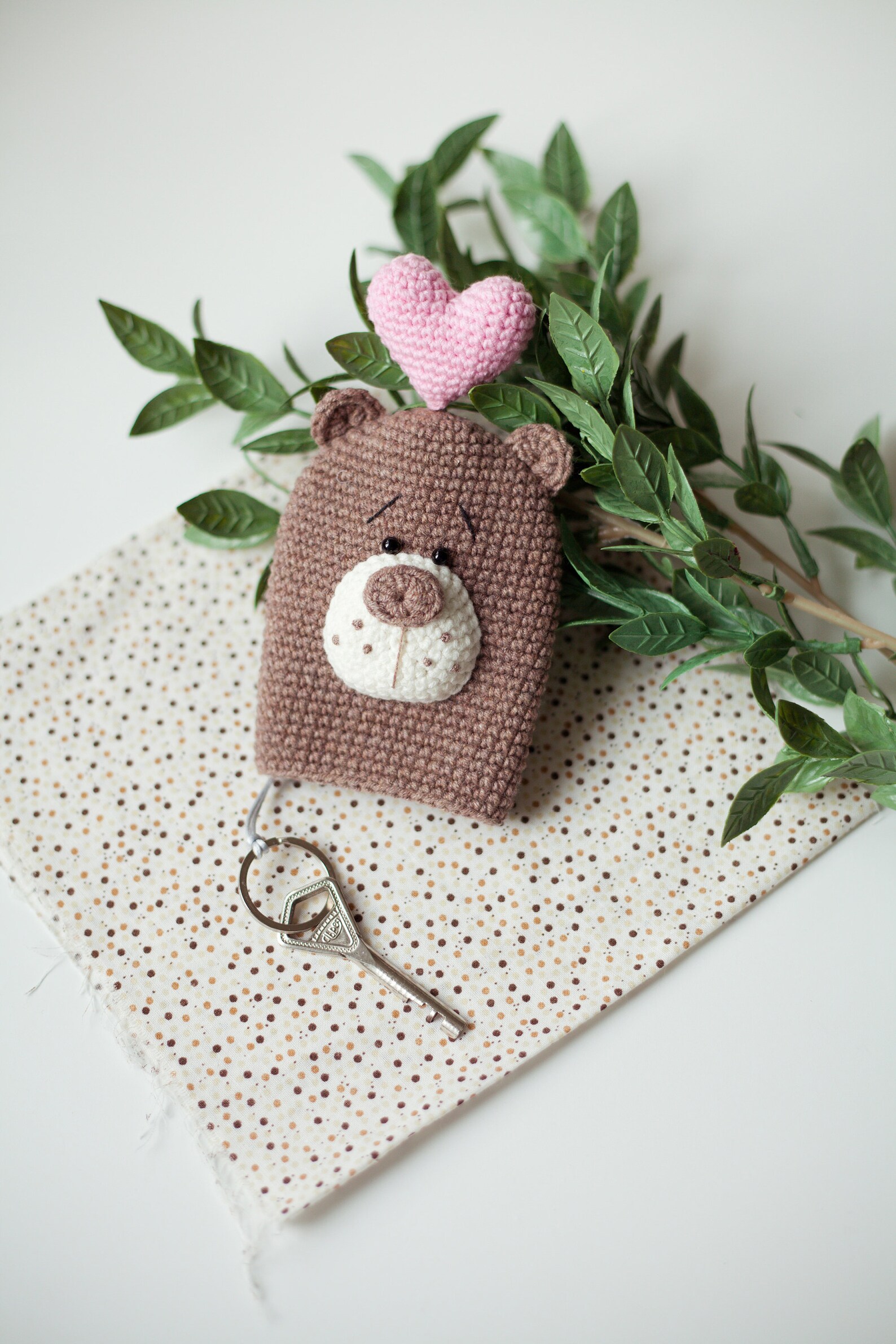 Key Cover Crochet Pattern PDF Valentine's Day Bear With Etsy
