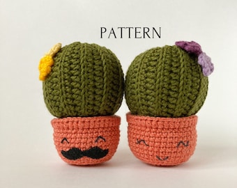 Cactus amigurumi pattern, crochet plant amigurumi pattern, succulent pattern, easy amigurumi PDF pattern