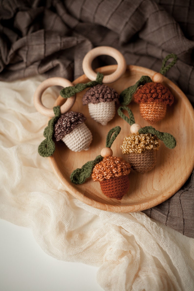 Bab Fall Rattle Acorn Baby Rattle PDF Crochet Pattern, Woodland Forest Toy for Newborn ...