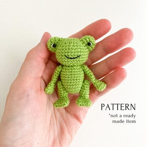Mönster för virkad groda, amigurumi minigrodamönster, virkhandledning, leksaker till dockor, amfibie, gör-det-själv liten grön groda