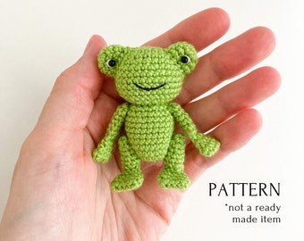 Frog crochet toy pattern, amigurumi mini frog pattern, crochet tutorial, toys for dolls, amphibian, DIY little green frog