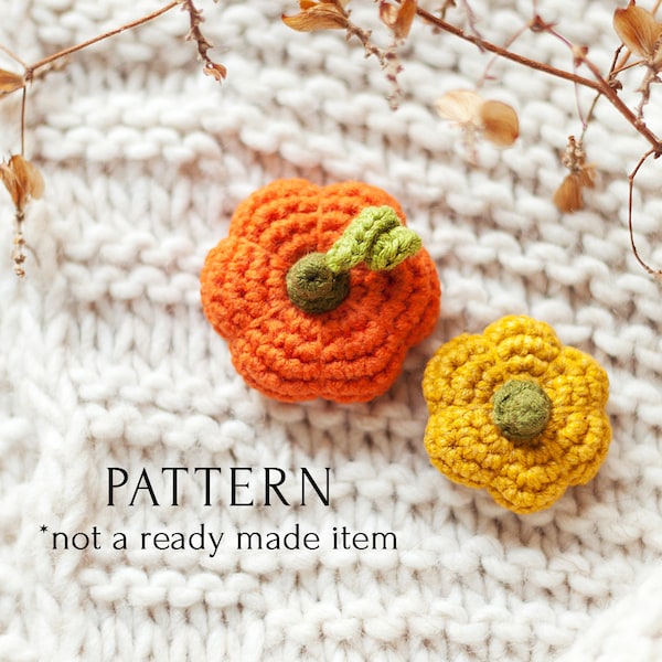 Broche citrouille PDF Crochet Pattern, Easy Quick Quick Halloween Gift for Friend DIY, Thanksgiving Jewelry, Printable English Instant Download PDF