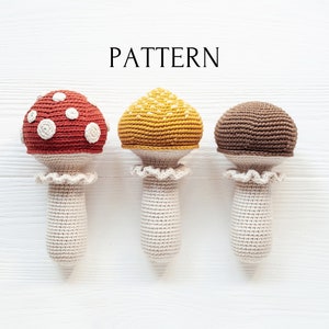 Mushroom Rattle Crochet Pattern, Autumn Fall DIY Baby Gift, Newborn First Toy Instruction, Woodland Soft Toy English Tutorial for Beginners