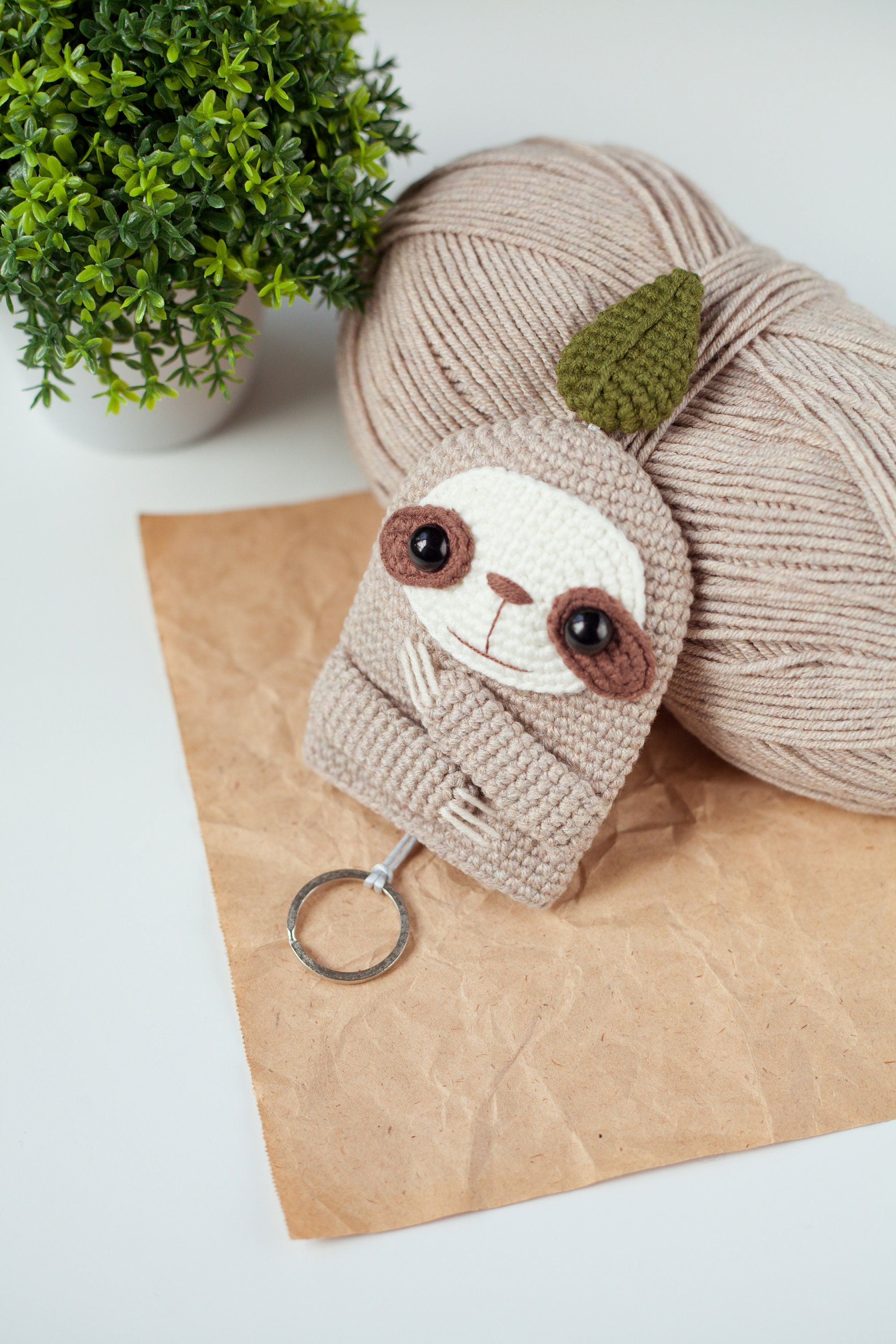 Sloth Key Cover Crochet Pattern PDF, Cozy Amigurumi Animal Key