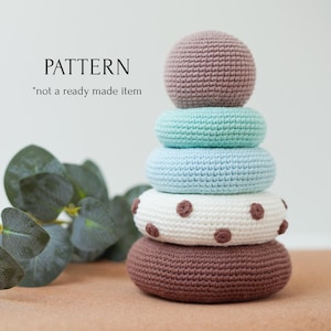 Stacking Tower Häkelanleitung, Stoffring Spielzeug Englisch Anleitung für Anfänger, skandinavischer Stil Kinderzimmer Dekor, Kleinkind Geschenk