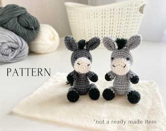 Amigurumi donkey crochet pattern, mini donkey pattern, crochet tutorial, toys for dolls, farm animal