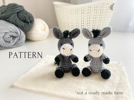 Amigurumi donkey crochet pattern, mini donkey pattern, crochet tutorial, toys for dolls, farm animal
