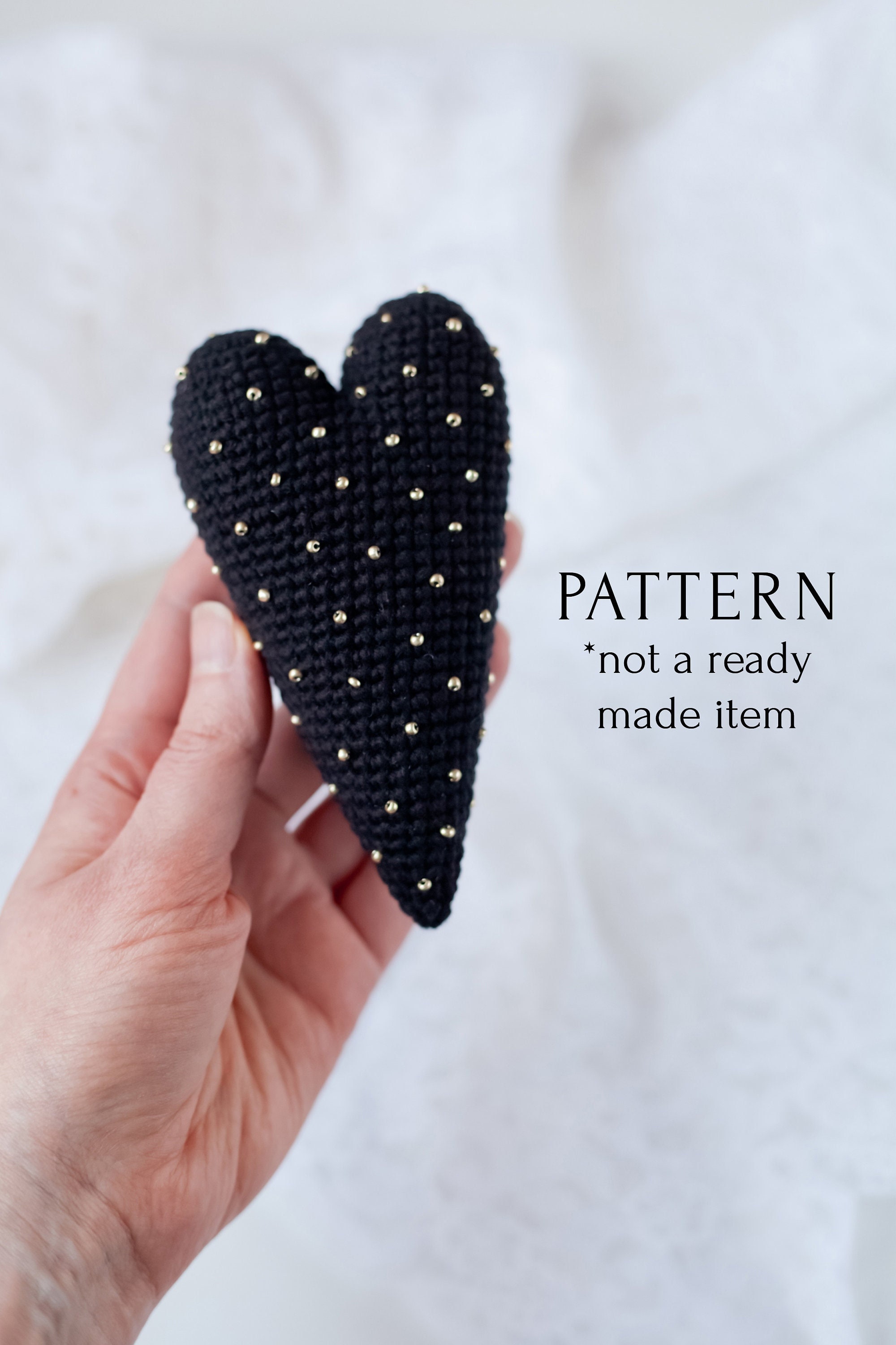 30 Wednesday Crochet Patterns for Dolls, Accessories, and Gothic Gifts 33 Black Heart Crochet Pattern