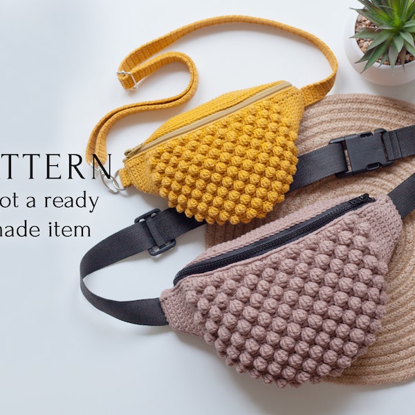 Fanny Pack Crochet Pattern PDF, Waist \ Hip \ Shoulder \ Crossbody \ Belt Bag DIY Tutorial, Summer Woman Banana \ Sling \ Bum Bag