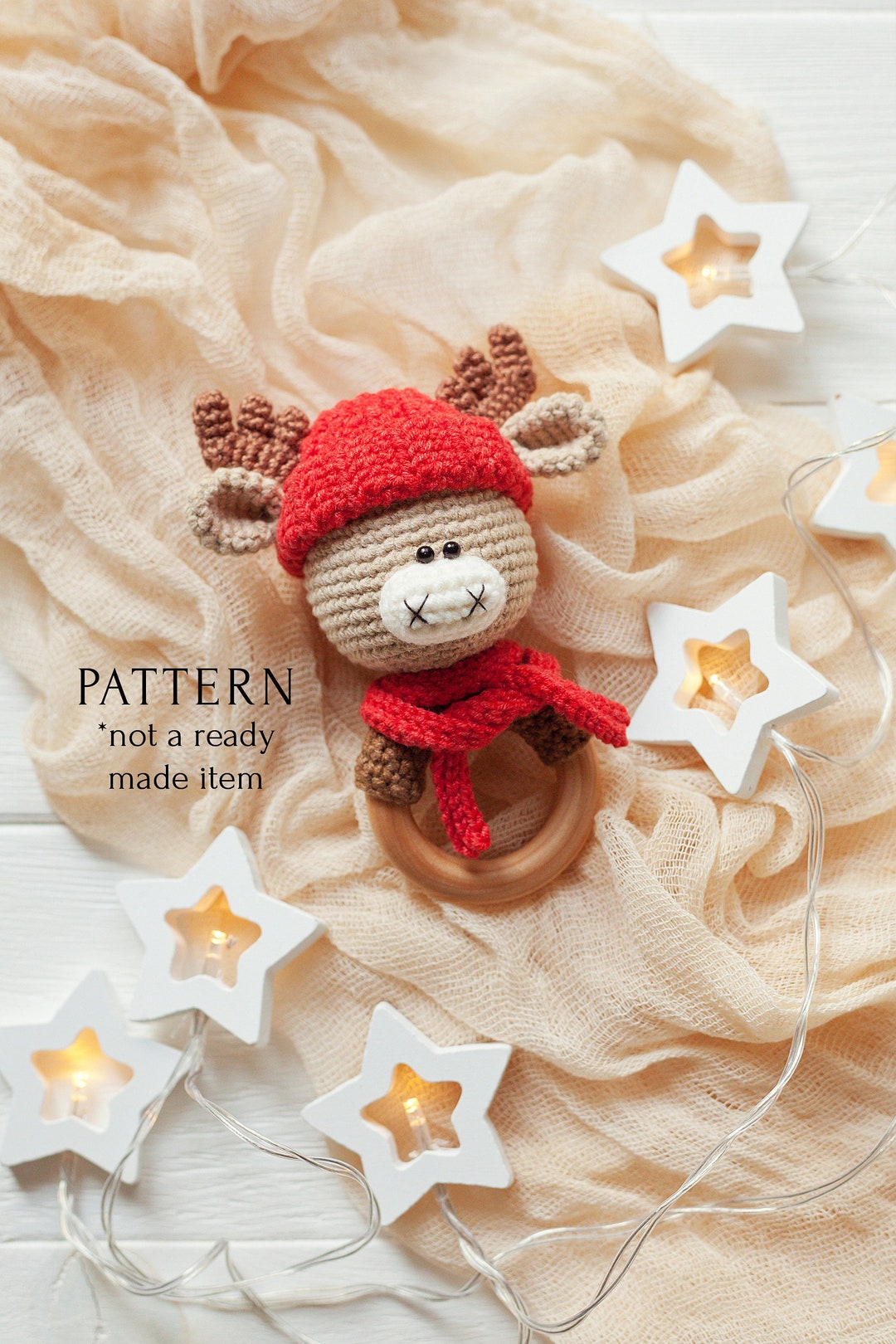 Moose Rattle Toy Crochet Pattern, Winter Christmas Gift for Baby DIY ...