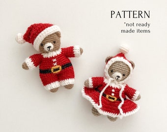 amigurumi pattern Christmas bears, crochet teddy bear toy pattern, Christmas present for kids, VIDEO tutorials, tutorial PDF, easy to follow