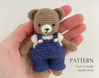 crochet pattern bear in overalls, VIDEO, amigurumi crochet Paddington, crochet toy, overalls, tutorial in PDF, easy to follow