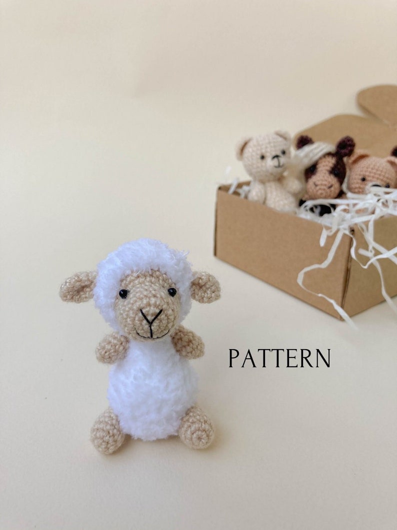 Sheep lamb crochet toy pattern, amigurumi mini sheep pattern, crochet tutorial, toys for dolls, tiny lamb, farm amigurumi image 1