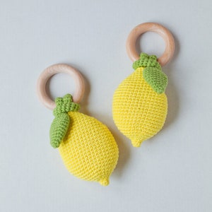 Lemon Baby Rattle PDF Crochet Pattern, Tropical Baby Teether DIY Instruction, Playful Food Fruit Toy Instant Download Digital Tutorial image 4