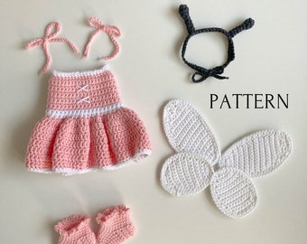 Butterfly outfit for May doll, crochet pattern, amigurumi doll outfit, easy amigurumi pattern
