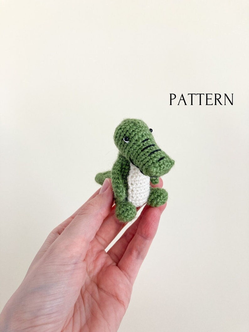 Amigurumi crocodile toy pattern, crochet alligator pattern, crochet tutorial, mini crocodile, safari amigurumi, jungle animal image 1